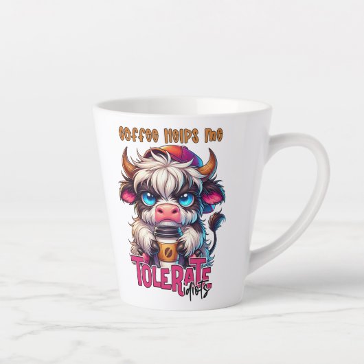 Coffee Helps Me Tolerate Idiots Latte Mok (Rechts)