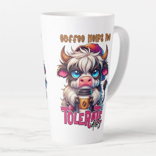 Coffee Helps Me Tolerate Idiots  Latte Mok (Rechterhoek)