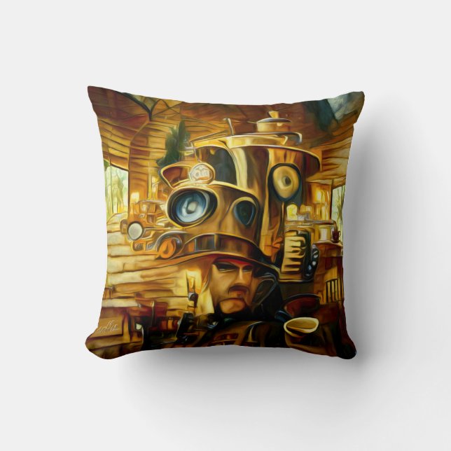 Coffee House Donuts Steampunk Sierkussen (Voorkant)