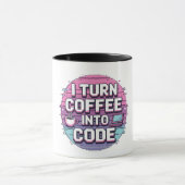 Coffee Into Code - Retro Pixel Art Mok (Midden)