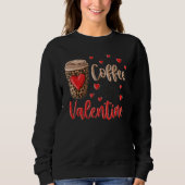 Coffee Is My Valentine Coffee Lovers Leopard Heart Trui (Voorkant)