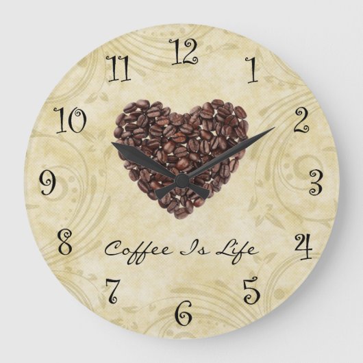 Coffee Kitchen Clock Grote Klok (Voorkant)