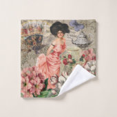 Coffee Lady Victoriaans Vrouw Roze Classy Bad Handdoek (Wasdoekje)