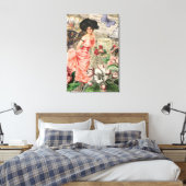 Coffee Lady Victoriaans Vrouw Roze Classy Canvas Afdruk (Insitu (Slaapkamer))