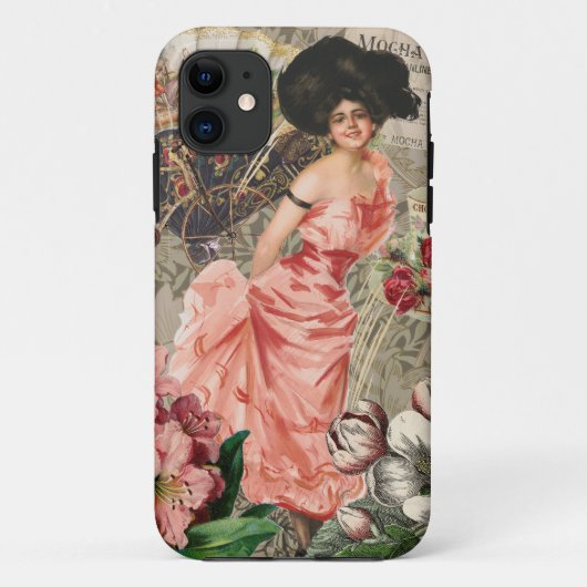 Coffee Lady Victoriaans Vrouw Roze Classy Case-Mate iPhone Case (Achterkant)