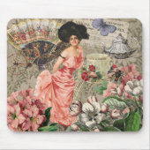 Coffee Lady Victoriaans Vrouw Roze Classy Muismat (Voorkant)