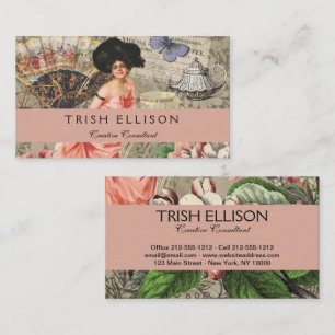 Coffee Lady Victoriaans Vrouw Roze Classy Visitekaartje