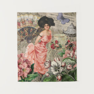 Coffee Lady Victoriaans Vrouw Roze Classy Wandkleed