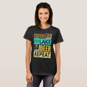 Coffee Lake Beer Repeat! Funny camping T-shirt (Voorkant volledig)
