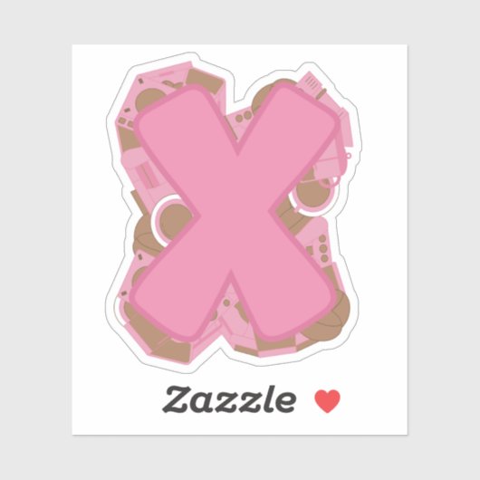 Coffee Letter X: Monogram Initial  Sticker (Vel)