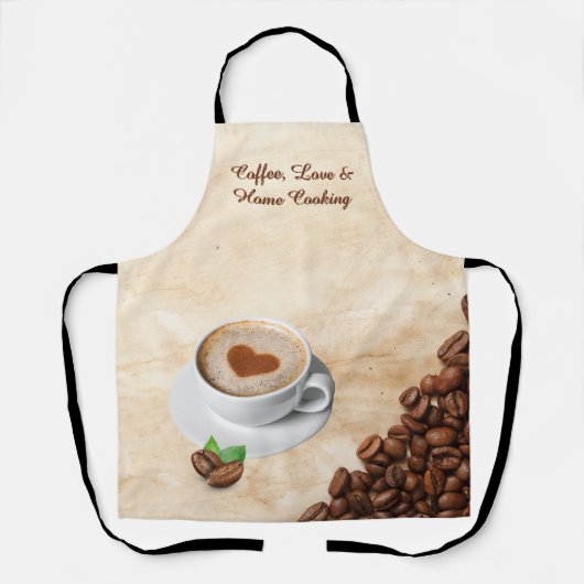 Coffee, Love & Home Cooking Apron Design Schort (Voorkant)