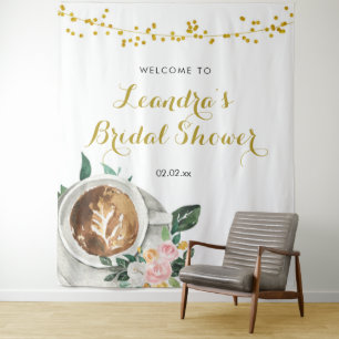 Coffee Love is Brewing Bruiloft Borrel Teken Wandt Wandkleed