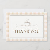 Coffee Love is Brewing Gingham Bridal Shower Bedankkaart (Voorkant)