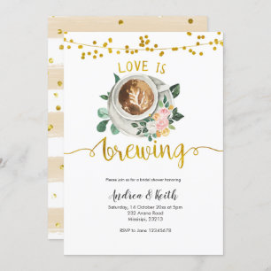 Coffee Love is Brouwerij Bridal Shower Invitation Kaart