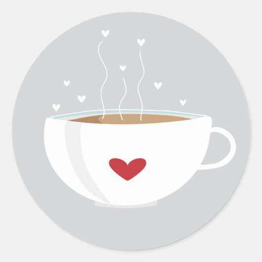 Coffee Love Sticker op grijs (Voorkant)