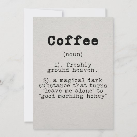Coffee Lover Coffee Definitie Kaart (Voorkant)