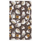 Coffee Lover Pattern Brown Klein Cadeauzakje (Achterkant)