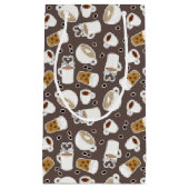 Coffee Lover Pattern Brown Klein Cadeauzakje (Voorkant)