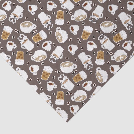 Coffee Lover Pattern Brown Tissuepapier (Detail)