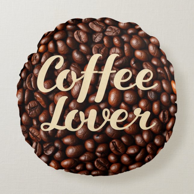 Coffee Lover Rond Kussen (Voorkant)