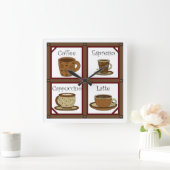 Coffee Lover Vierkante Klok (Huis)