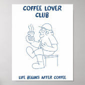 Coffee Lover Wall Art Poster Minimalist Line Art (Devant)