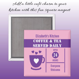 Coffee lovers custom name pink purple magneet