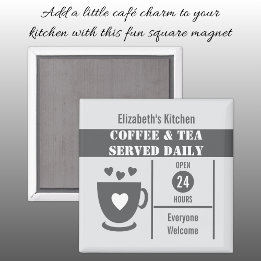 Coffee lovers custom name white grey magneet