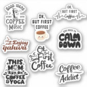 Coffee Lovers Pack set Typography Funny Sticker (Voorkant)