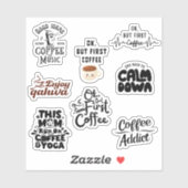 Coffee Lovers Pack set Typography Funny Sticker (Vel)