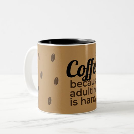 Coffee Lover's Quote Mug | Brown Rustic Design (Devant gauche)