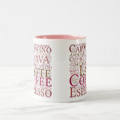 Coffee Lover's Typografie Word Cloud Mok (Center)