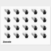 Coffee loving cat vierkante sticker (Vel)