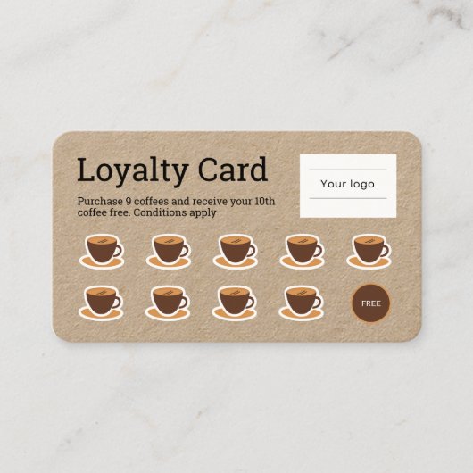 Coffee Loyalty Card, aardse bruin (Voorkant)