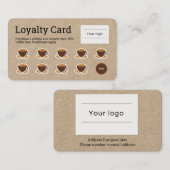 Coffee Loyalty Card, aardse bruin (Voorkant / Achterkant)