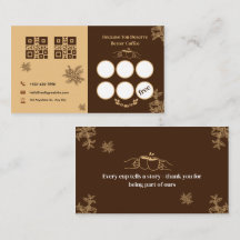 Coffee Loyalty Card Bruin Elegant QR-ontwerp