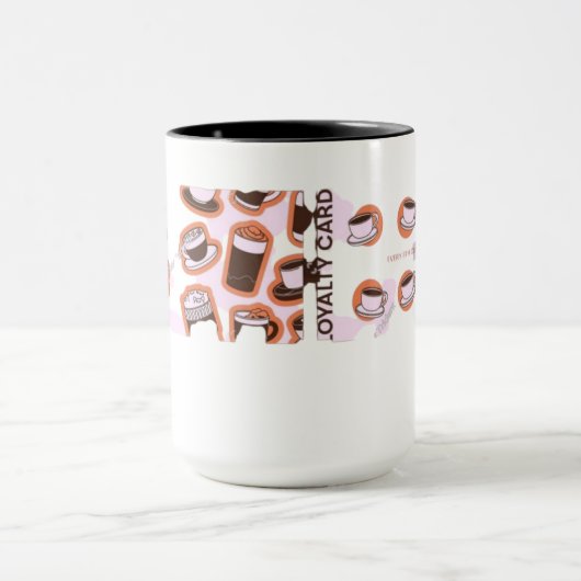 Coffee Loyalty Card Pattern Mug - Cute Coffee Shop (Centre)