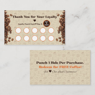 Coffee Loyalty Ponskaart Bruine Cafe Stijl