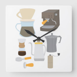 Coffee Maker Tools Vierkante Klok
