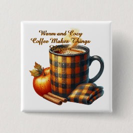 Coffee Makes Things Happen Vierkante Button 5,1 Cm