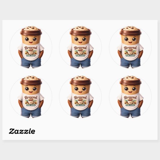 Coffee Man – Fun Design for True Caffeine Kings Ronde Sticker (Vel)