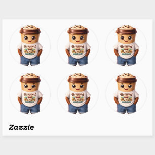 Coffee Man – Leuke Designs voor Ware Caffeïne Koni Ronde Sticker