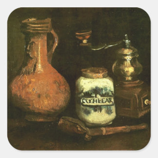 Coffee Mill Pipe Hoesje & Jug Van Gogh Fine Art Vierkante Sticker