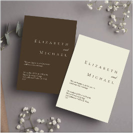 Coffee Minimalist Boho Elegant Script Wedding Kaart