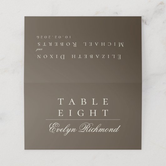 Coffee Minimalist Ivory Script Folded Wedding (Buitenkant ongevouwen)