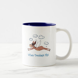 Coffee Mok Funny, Whimsical Flying Donkey