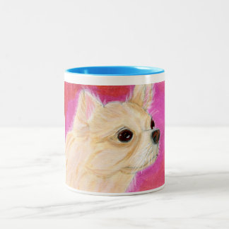 Coffee Mok Shot - Longhair Chihuahua - Roze muur