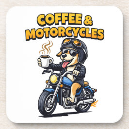 Coffee & Motorcycles Dog Biker Artwork Bier Onderzetter