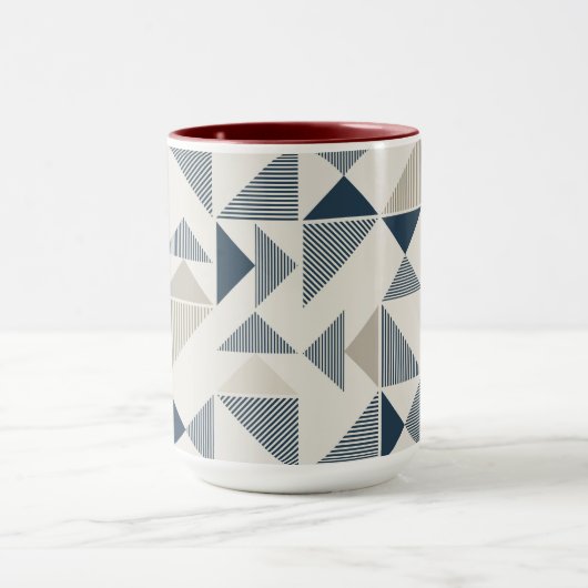Coffee Mug – Blue & Beige Triangle Design (Centre)