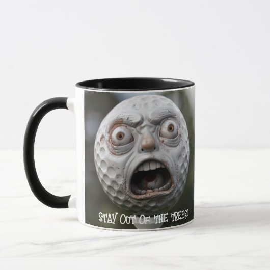 Coffee Mug Golfer, "Restez à l'écart des arbres !" (Gauche)